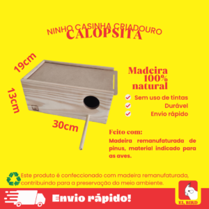 Ninho casinha para calopsita. Ei bird