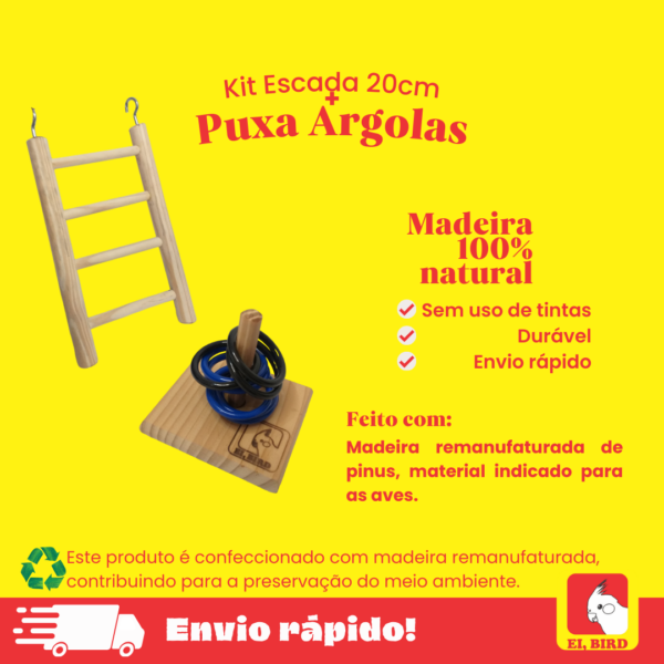 Kit com escada 20cm + puxa argolas