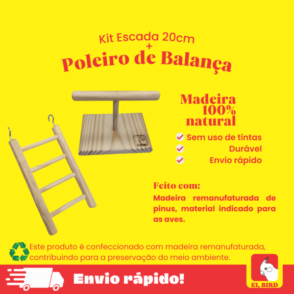 Kit Poleiro de Balança + Escada 20cm - Imagem 2