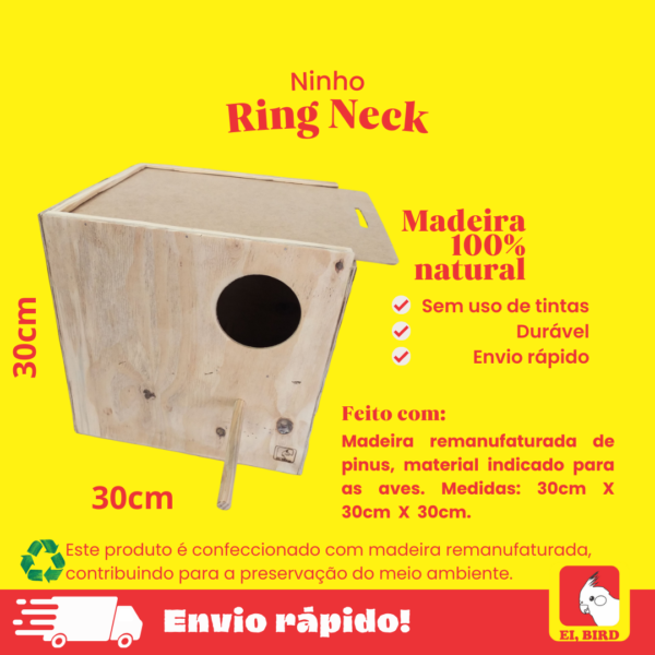 Ninho Para Ring Neck 30cm x 30cm x 30cm Casinha Criadouro Reprodução - Imagem 2