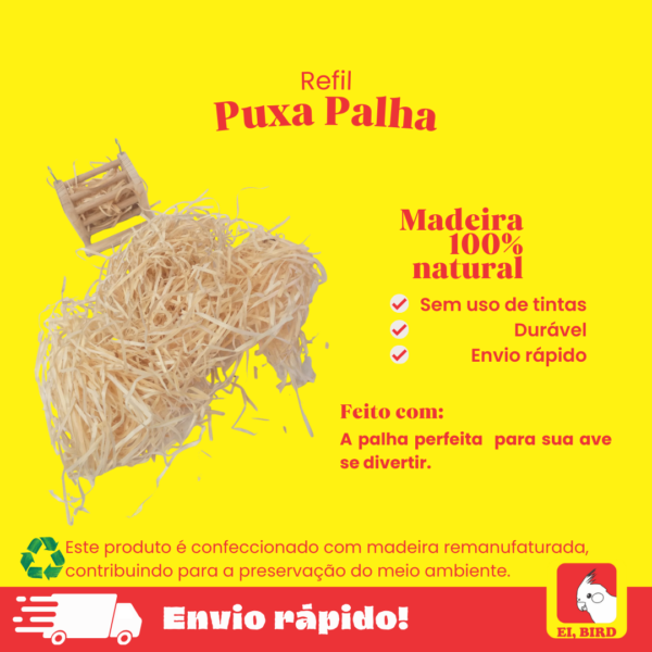 Refil do brinquedo Puxa Palha para calopsita, agapornis, roseta entre outras aves_Ei bird
