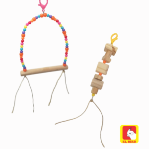 Kit Diversão Colorida para Aves – Mordedor e Balanço com Miçangas
