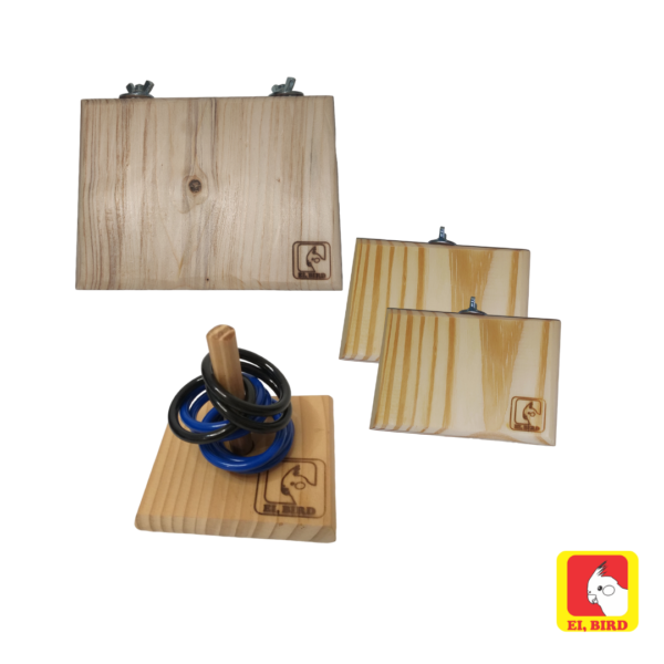 Kit Três Poleiros Plataforma de Descanso + Puxa Argolas