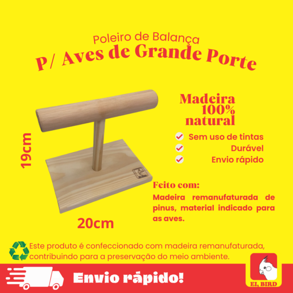 Poleiro de balança P/ Arara, Papagaio, Cacatua e Ring Neck - Imagem 2