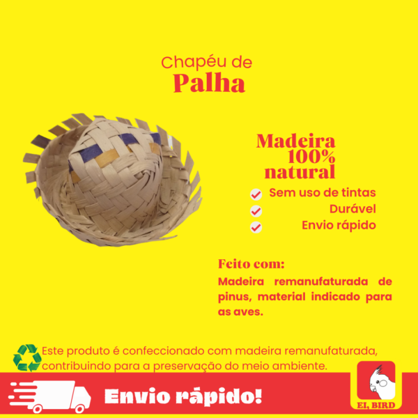 Chapéu de palha para calopsita, agapornis e periquitos - Imagem 2