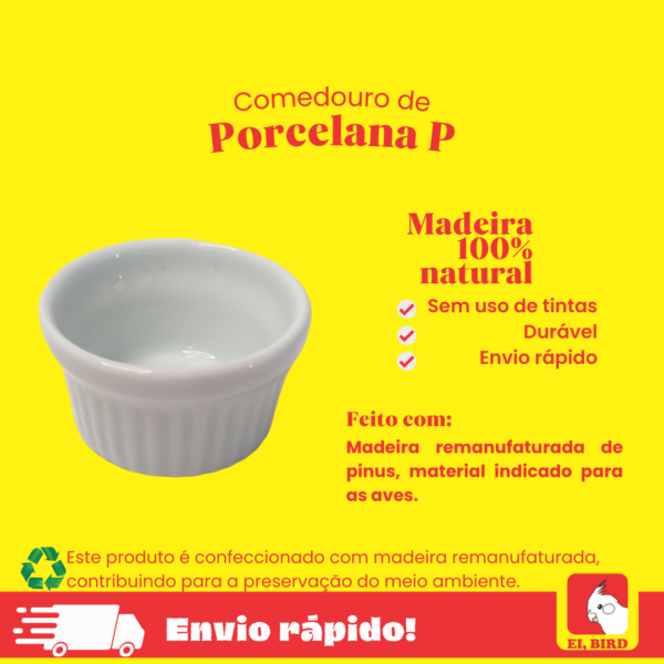 Comedouro em porcelana tamanho P para calopsita, periquito, agapornis - Imagem 2