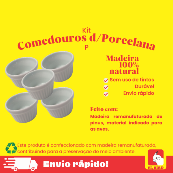 Kit 5 Comedouros De Porcelana P para calopsita, periquito, agapornis - Imagem 2