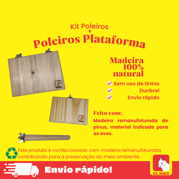 Kit Poleiros Plataforma de Descanso + Poleiro - Imagem 2
