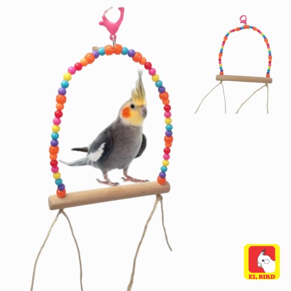 Kit Diversão Colorida para Aves – Mordedor e Balanço com Miçangas - Imagem 4