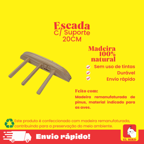 Escada 20cm com Suporte P/ Gaiola - Imagem 3