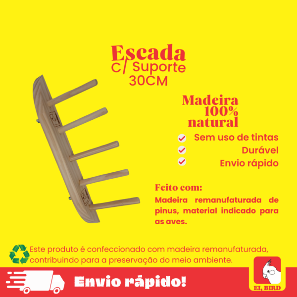 Escada 30cm com Suporte P/ Gaiola - Imagem 2
