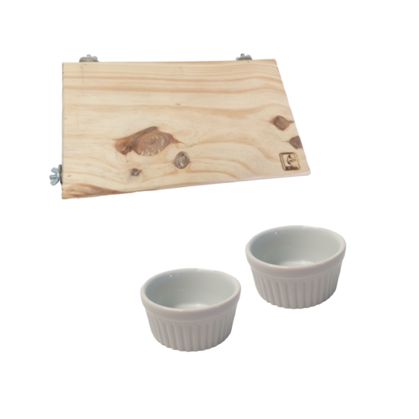 Kit Plataforma GG + 2 Comedouros M para Calopsita, Agapornis, Arara, Papagaio