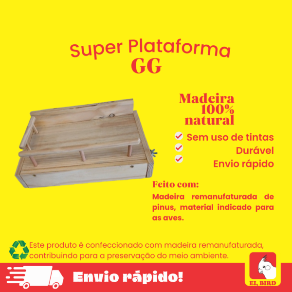 Super Plataforma GG p/ Calopsita, periquito, agapornis - Imagem 2